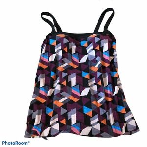 DreamSuit Multicolored Swimsuit Tankini Geometric Simple Built in Bra
